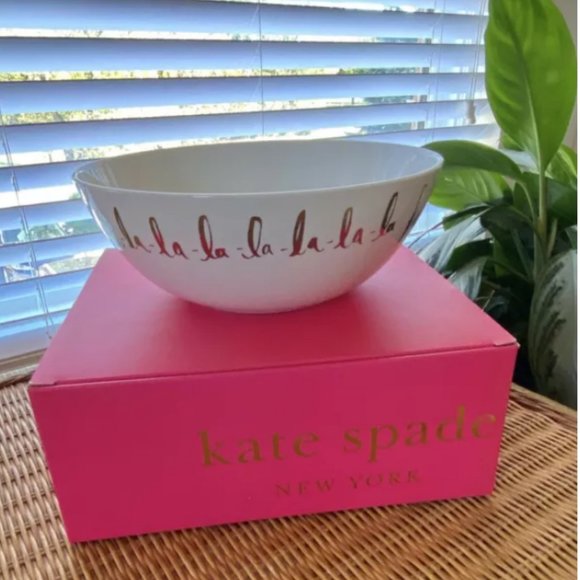 kate spade christmas holiday arbor village 9" round serving bowl fa la la nwt - Picture 7 of 9
